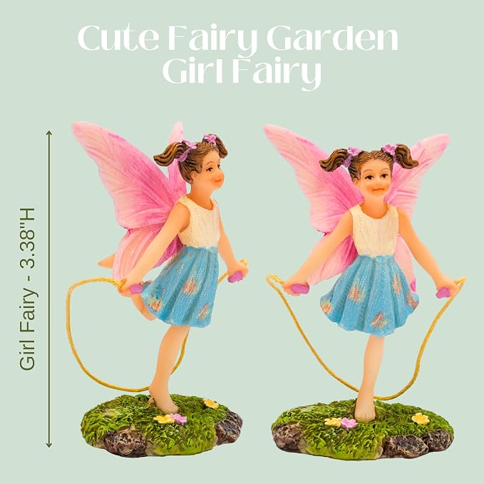 PRETMANNS Fairies for Fairy Garden - Fairy Figurines – Cute Accessories for Indoor or Outdoor Miniature Garden – 2-Piece Set