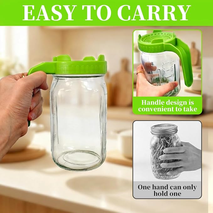 Mason Jar Sprouting Kit, Green, 6pcs, Wide Mouth Lids | Jars Not Included