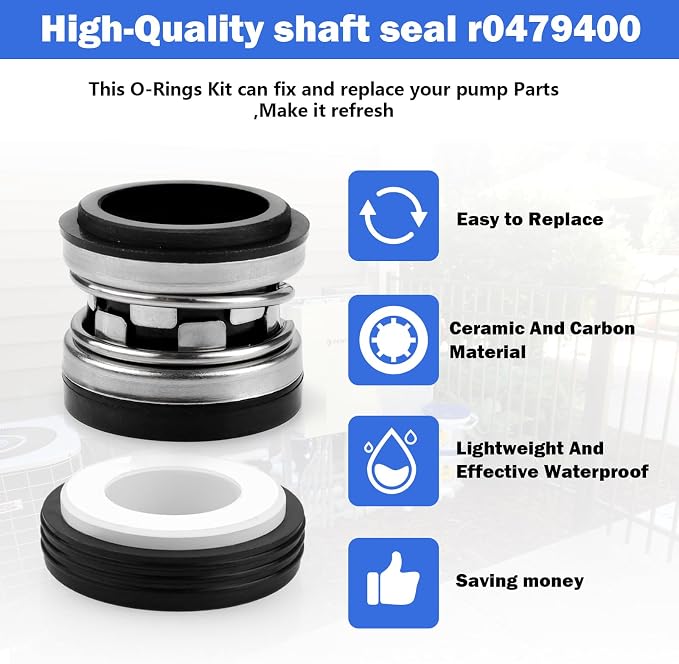 R0479400 Pump Shaft Seal Replacement for Jandy Stealth SHPF/SHPM | PlusHP PHPF Series Pool Pumps, PS-3890 Pool Pump Mechanical Shaft Seal fit For Jandy Epump Variable Speed Pump Models