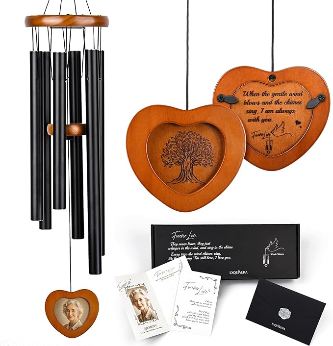 Wind Chimes for Loss of Loved One, Memorial Wind Chimes 32", Sympathy Wind Chimes in Memory, Deep Tone Outdoor Bereavement Condolence Gift for Mom Dad, Garden Decor