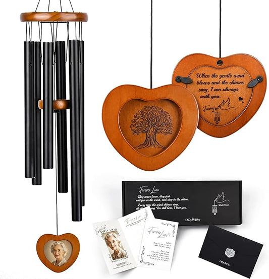 Wind Chimes for Loss of Loved One, Memorial Wind Chimes 32", Sympathy Wind Chimes in Memory, Deep Tone Outdoor Bereavement Condolence Gift for Mom Dad, Garden Decor