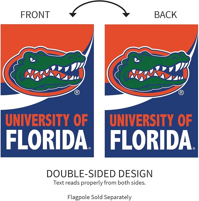 NCAA University of Florida House Flag, 28 x 44, Double Sided Garden Flags for Outside, Outdoor College Flags & Banners for Gardens Patio, Indoor Wall Decor Flag for Room