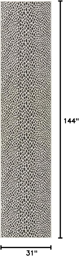 Unique Loom Jill Zarin Outdoor Collection Area Rug - Cape Town (2' 7'' x 12' Runner, Black/ Ivory)