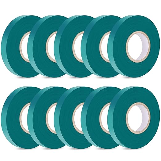 Easytle Stretch Tie Tape Roll, 1/2" 150ft Garden Tie Tape, Thick Sturdy Plant Ribbon Garden Green Vinyl Stake Gardening Tools for Indoor Outdoor Patio Plant Use (10 Pack)