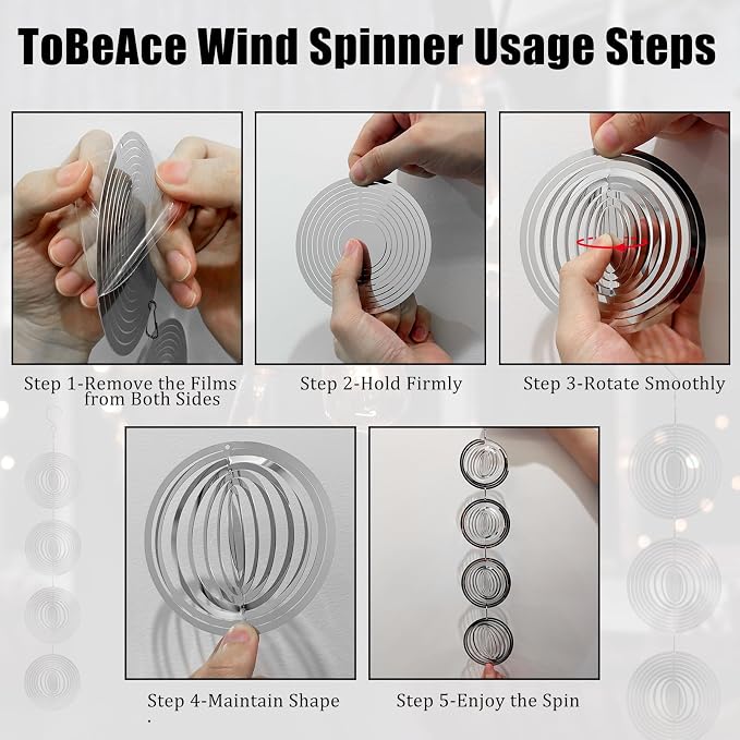 Stainless Steel Bird Deterrents for Outside Patio, Reflective 3D Bird Scare Devices Wind Spinners Outdoor Decor, Woodpecker Deterrent Bird Reflectors to Keep Pigeon Crow Away House Yard Window, Round