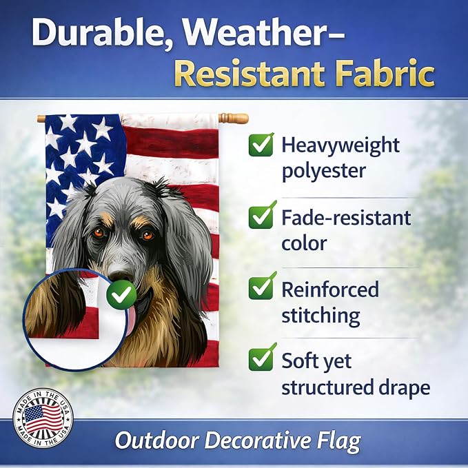 Caroline's Treasures CK6561CHF Hovawart Dog American Flag House Flag Large Porch Sleeve Pole Decorative Outside Yard Banner Artwork Wall Hanging, Polyester, House Size, Multicolor