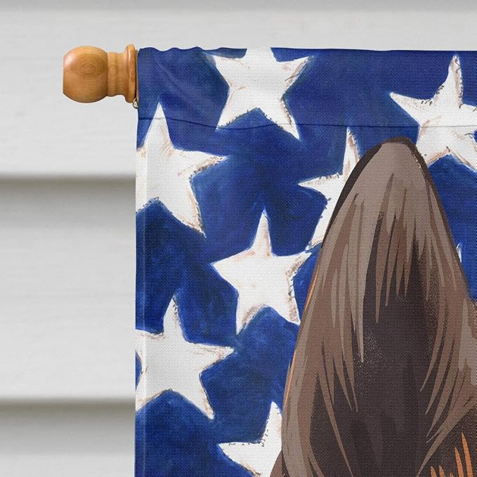 Caroline's Treasures CK6646CHF Plott Hound Dog American Flag House Flag Large Porch Sleeve Pole Decorative Outside Yard Banner Artwork Wall Hanging, Polyester, House Size, Multicolor