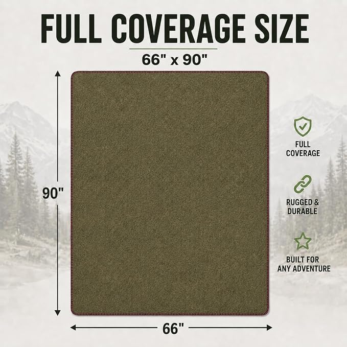 Wool Camping Blanket 10-Pack - 70% Wool Heavy-Duty Military Style Throw, Warm & Washable, Fire Retardant Cover for Emergency, Survival & Outdoor Use - For Camping, Car, Home & Hiking, Olive 66x90