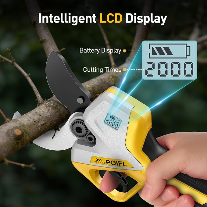 Professional Electric Pruning Shears Cordless 3.0'' Heavy Duty Electric Pruner with Brushless Motor 4000mAh Battery Electric Pruners Cordless Pruner for Branch, Fruit Plucking and Tree Trimming