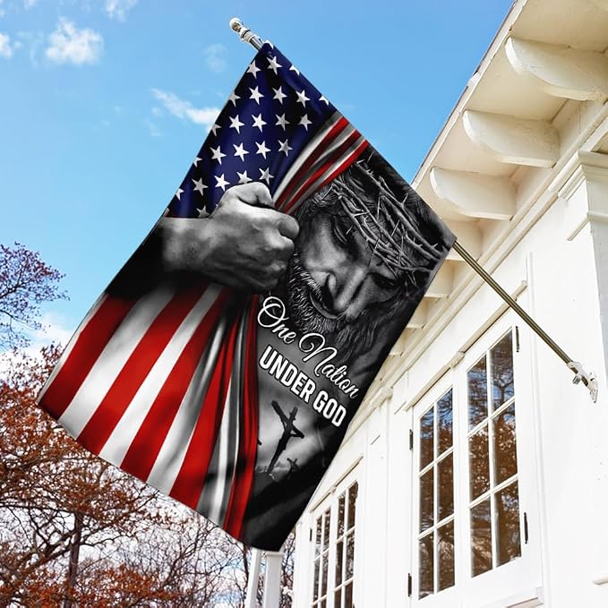 FLAGWIX Christian Patriot American Flags, One Nation Under God - 4th of July Decorations for Home, Outside, Indoor Outdoor Flag, House Flag 30x40 - Double Sided, Heavy Duty Canvas, Fade Resistant