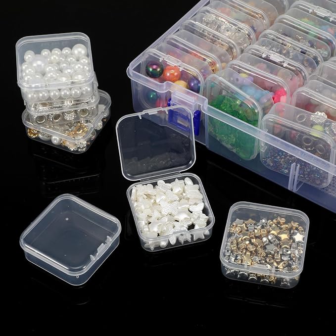 3 Pack Bead Organizer Box, 138Pcs Bead Organizers and Storage Plastic Cases, Mini Clear Beads Storage Containers Boxes with Hinged Lid for Seed, Jewelry, DIY Craft （3 Pack,138 Organizers)