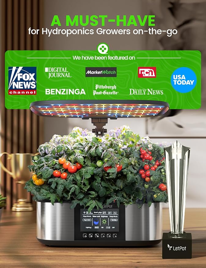 LETPOT LPH-Max 21-Pod Hydroponic Growing System Kits, Smart Indoor Garden with APP & WiFi Control, Auto Watering & Nutrient Supply, 36W Full Spectrum LED Grow Light, 7.5L Tank, Up to 30" Height