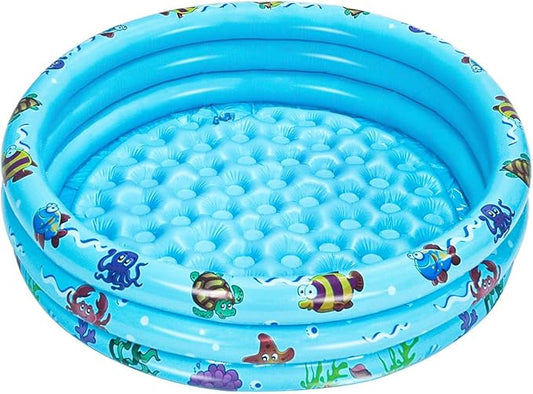 Inflatable Baby Kiddie Pools, 3 Rings Round Swimming Pool, Toddler Fun Water Swim Beach Floaties Toys, Kids Fishing Pond Ball Pit Pool, Small Infant Pool (Blue, 47 inch)