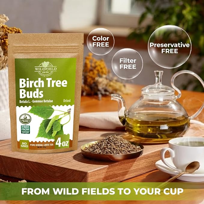 4 oz. Birch Tree Buds Herbal Tea (Betulae Gemmae) - 113g Dried Birch Tree Buds Betula Pendula Herb Tea Hojas Te De Abedul