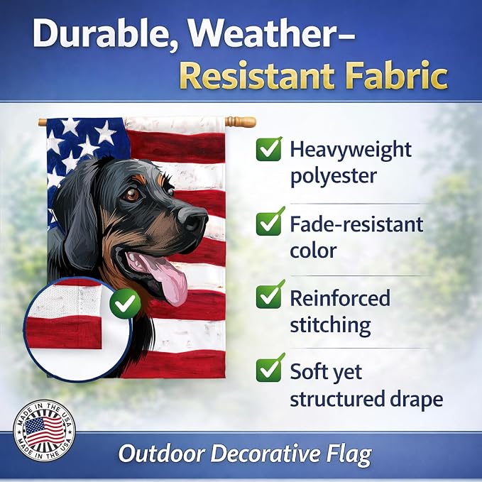 Caroline's Treasures CK6653CHF Polish Hunting Dog American Flag House Flag Large Porch Sleeve Pole Decorative Outside Yard Banner Artwork Wall Hanging, Polyester, House Size, Multicolor