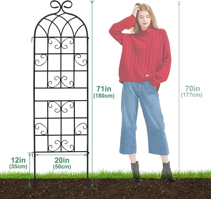 2 Pack 71" x 20" Metal Garden Trellis for Climbing Plants Outdoor, Heavy Duty Plant,Perfect for Climbing Roses, Clematis, Honeysuckle, Cucumbers, Pole Beans, Grape Vines and Flowering & Vines
