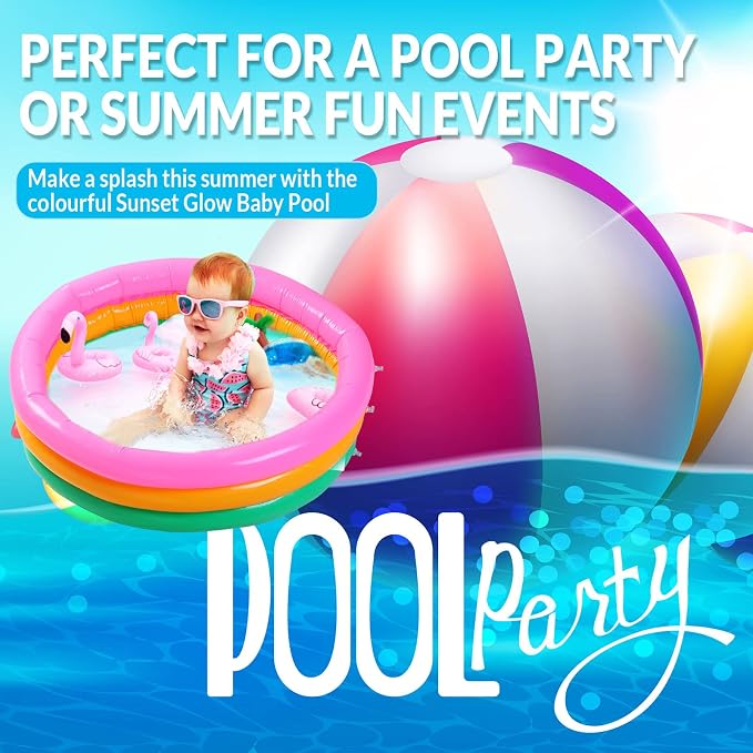 Jerify 6 Pack Kiddie Pool for Toddler 34 x 10 Inch Inflatable Kids Swimming Pool Small Baby Blow up 3 Rings Round Baby Padding Ball Pond for Indoor and Outdoor Water Game Play Center(Bright Style)