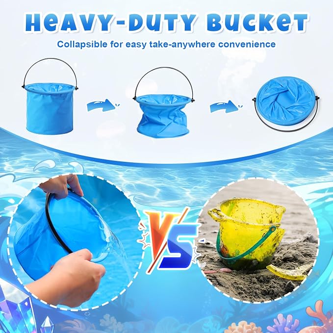 Baby Beach Pool, Waterproof Beach Pool Blanket for Toddler, 2 in 1 Toddler Paddling Pool with Carrying Bag, Collapsible Beach Puddle Mat for Boys Girls Kids Infant Outdoor Beach Toys