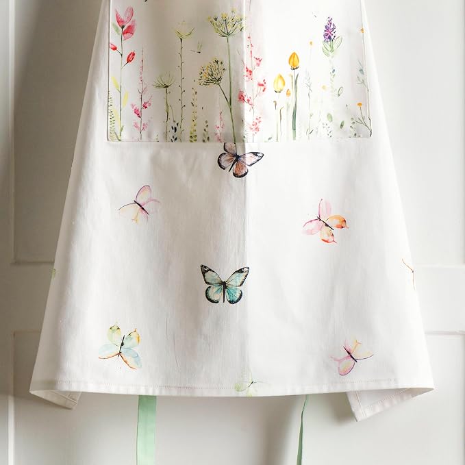 Maison d' Hermine Aprons for women with Pocket 100% Cotton (27.50"x31.50") | Adjustable Neck Strap & long ties Apron Men Chef Wedding Cooking Gardening Server Maid