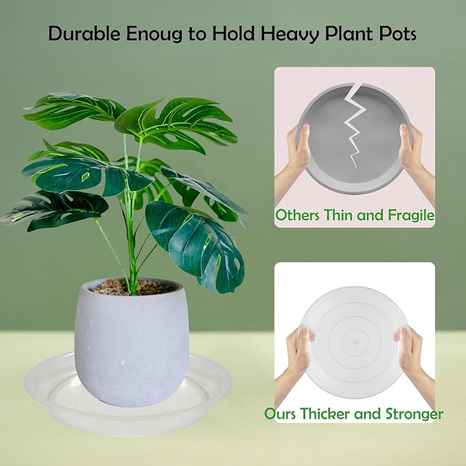 8 Pack 20 Inch Round Plant Saucers for Less 18 Inch Pot Indoors Outdoors Plant Trays for Pots Planter Saucer Plastic Drip Tray Planter Water Tray(Clear, 20"(8pcs))
