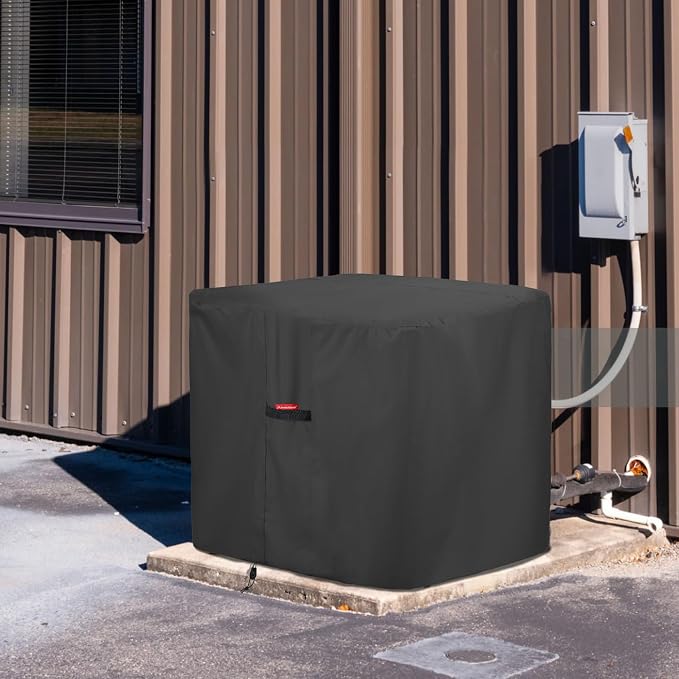 Porch Shield Waterproof AC Covers – Heavy Duty Square Air Conditioner Cover for Outside Unit Up to 36''L x 36'' x 39'', Black