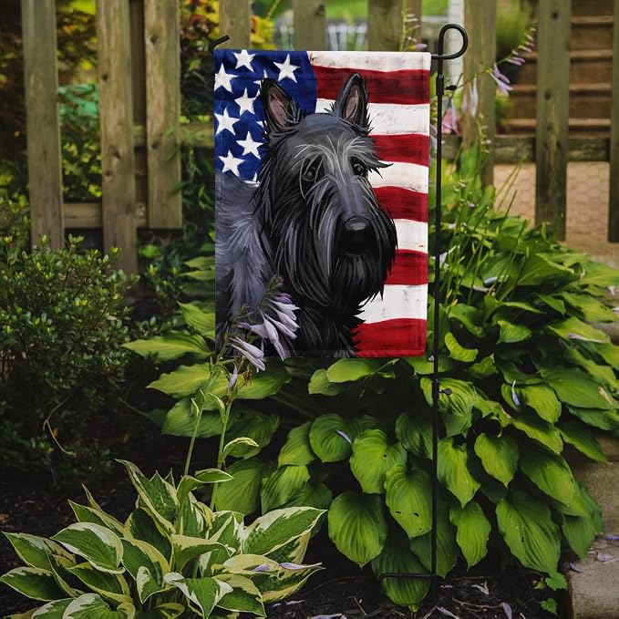 Caroline's Treasures CK6696GF Scottish Terrier Dog American Flag Garden Flag Mailbox Flag Decorative Yard Flag Banner Outside Patio Artwork Yard Flower Beds, Garden Size, Multicolor