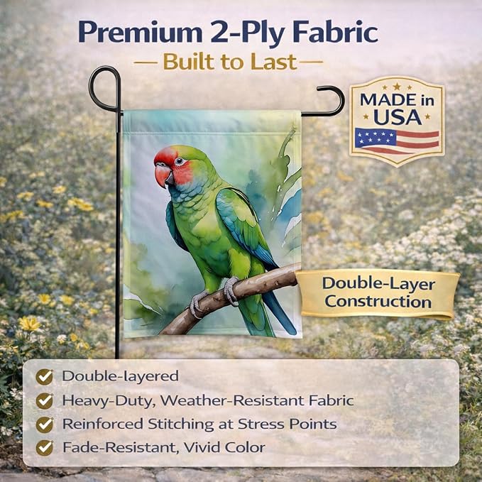 Caroline's Treasures African Ringneck Parrot Garden Flag Mailbox Flag Decorative Yard Flag Banner Outside Patio Artwork Yard Flower Beds, Garden Size, Multicolor
