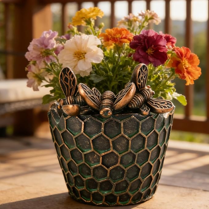 Garden Flower Pots Outdoor Planter: Decorative Pots for Plants Indoor with Drainage Cute Small 6 inch Mums Gardening Porch Railing Yard Decor Patio Decorations