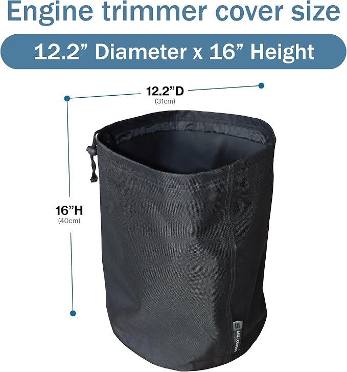 Trimmer Engine Cover Waterproof ( 3 Pack ) - Heavy Duty 600D Weatherproof Cover, Weed eater, Pole Saw, String trimmer, Brush Cutter, Edger, Equipment Cover (Size: 12D x 16H) - Black