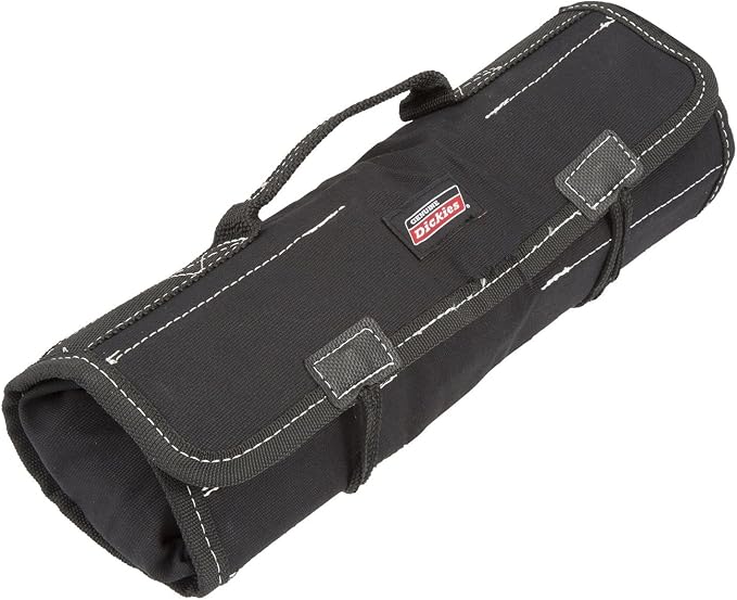 Dickies Small Wrench/Screwdriver Organizer Roll for Mechanics, 16 Tool Pockets, Durable Canvas Construction, 13.5 in. x 12.75 in. Unrolled, Black