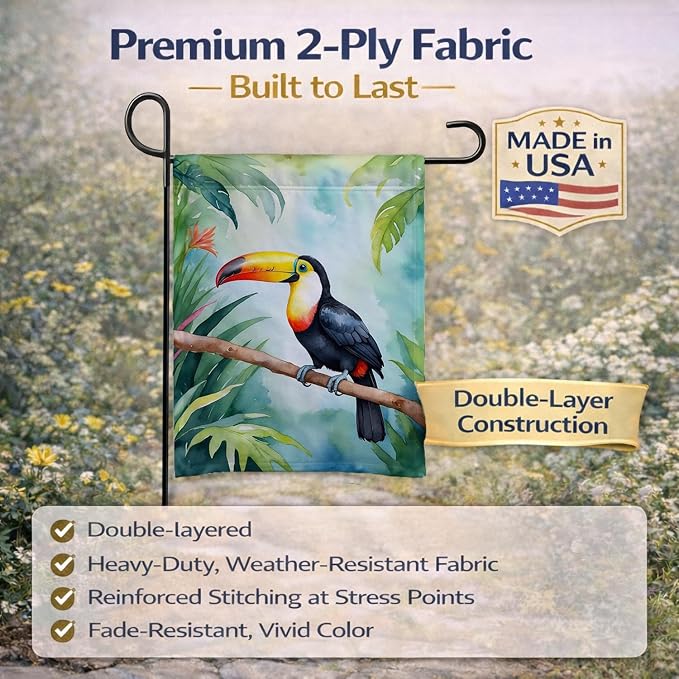 Caroline's Treasures Toucan Garden Flag Mailbox Flag Decorative Yard Flag Banner Outside Patio Artwork Yard Flower Beds, Garden Size, Multicolor