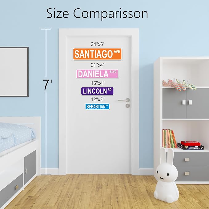 Personalized Street Sign & Road Sign for Kids - Custom 16x4 in Metal With Your Own Text, Size & Color - Ideal for Kids Room, Mancave Decor for Dad or Mom, Outdoor Garden