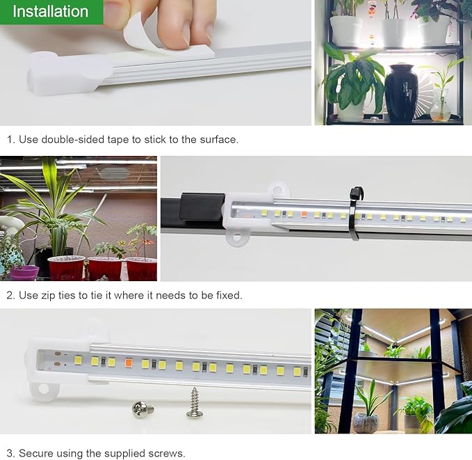 Wiaxulay LED Plant Grow Light Strips, 6000K White Grow Lights for Indoor Plants Full Spectrum, 3 Bars/16 in Grow Lamp with 6/12/16 Hrs Timer, 5 Brightness for Green House, Hydroponics, Seed Starting | 3 Bars 1-Pack, 6000K Growing Lamp with 3 Lighting M...