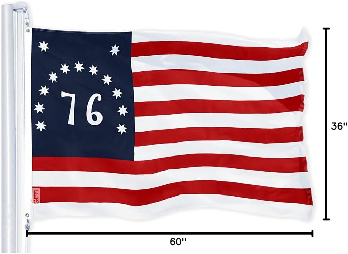 G128 Bennington 76 Flag | 3x5 Ft | LiteWeave Pro Series Printed 150D Polyester | Historical Flag, Indoor/Outdoor, Vibrant Colors, Brass Grommets, Thicker and More Durable Than 100D 75D Polyester