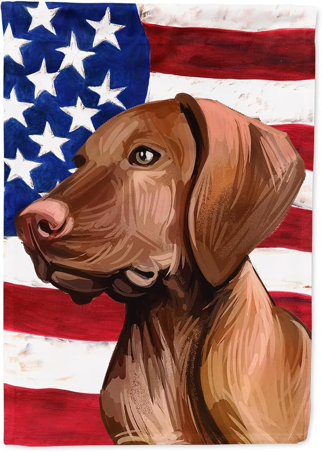 Caroline's Treasures CK6747CHF Vizsla American Flag House Flag Large Porch Sleeve Pole Decorative Outside Yard Banner Artwork Wall Hanging, Polyester, House Size, Multicolor