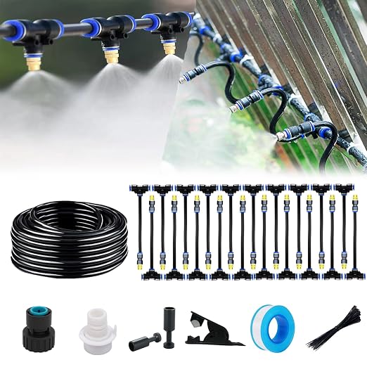 Update Drip Irrigation Kit, 82FT Automatic Watering System with 20 Replaceable 360° Bendable Sprayers, Atomizing Copper Nozzles for Garden, Plant, Lawn, Patio and Yard.(20)