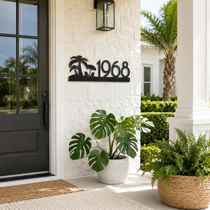 Address Sign for House, Personalized Metal House Number Plaque, Modern Outdoor Address Numbers for Front Door, Porch Wall, New Home Gift