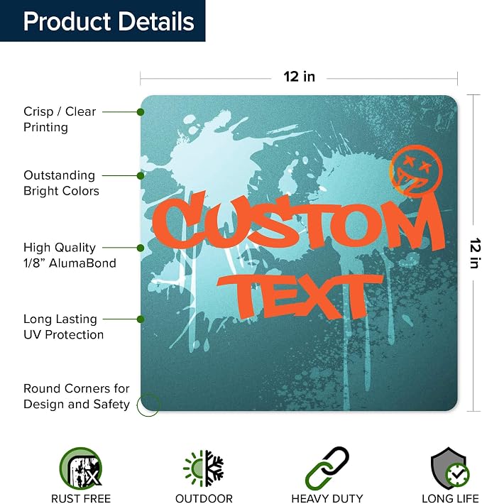 Custom Sign, Custom Street Sign, 11 Font Colors, 13 Font Styles, 4 Hole Options, 22 Sizes, 12x12 Inches, Rust Free DiBound, Fade Resistant, Made in USA by My Sign Center (Graffiti)