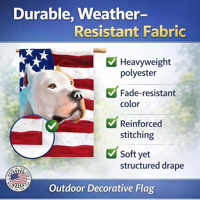 Caroline's Treasures CK6459CHF Brazilian Dogo American Flag House Flag Large Porch Sleeve Pole Decorative Outside Yard Banner Artwork Wall Hanging, Polyester, House Size, Multicolor