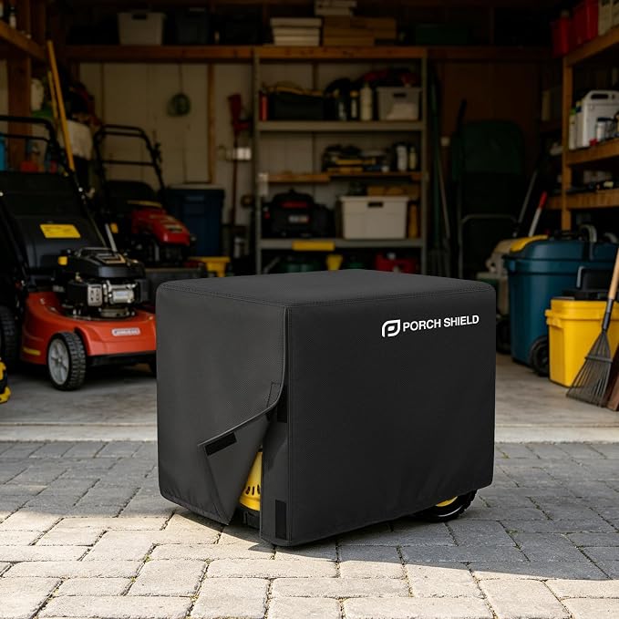 Porch Shield Waterproof Universal Generator Cover 35 x 26 x 28 inch, for Most Generators 5000-12000 Watt, Black