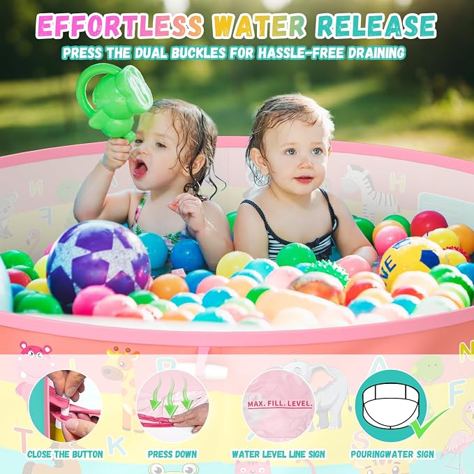 Baby Pool with Canopy, Foldable Kiddie Pool, Pop Up Toddler Pool with Shade-Collapsible Beach Pool for Baby, Portable Summer Water Play for Indoor Outdoor Backyard Beach