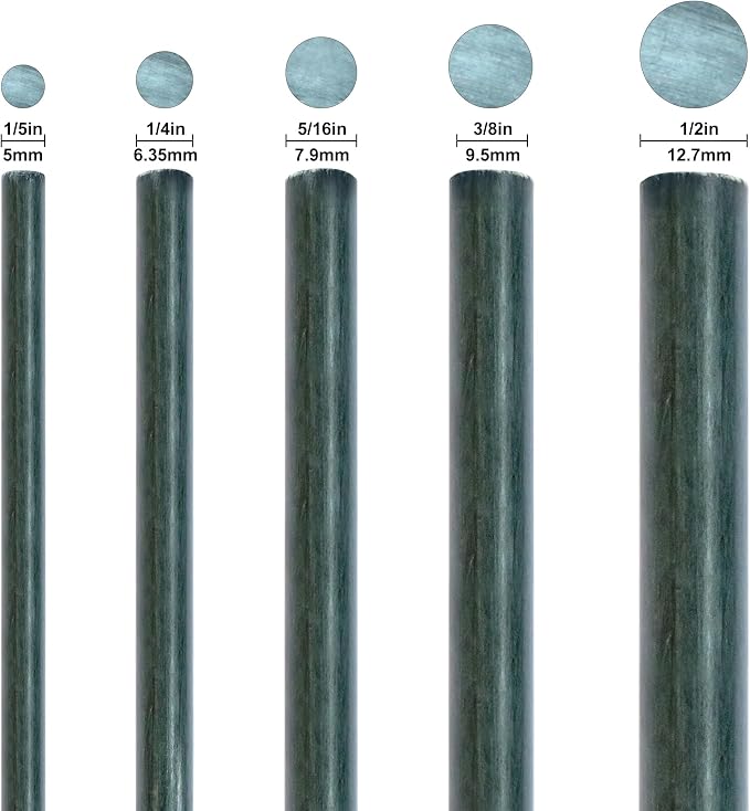 20 Pack, 1/5 Inch Dia, Ecofriendly Plant Stakes, Garden Stakes, Green (1/4 x4')