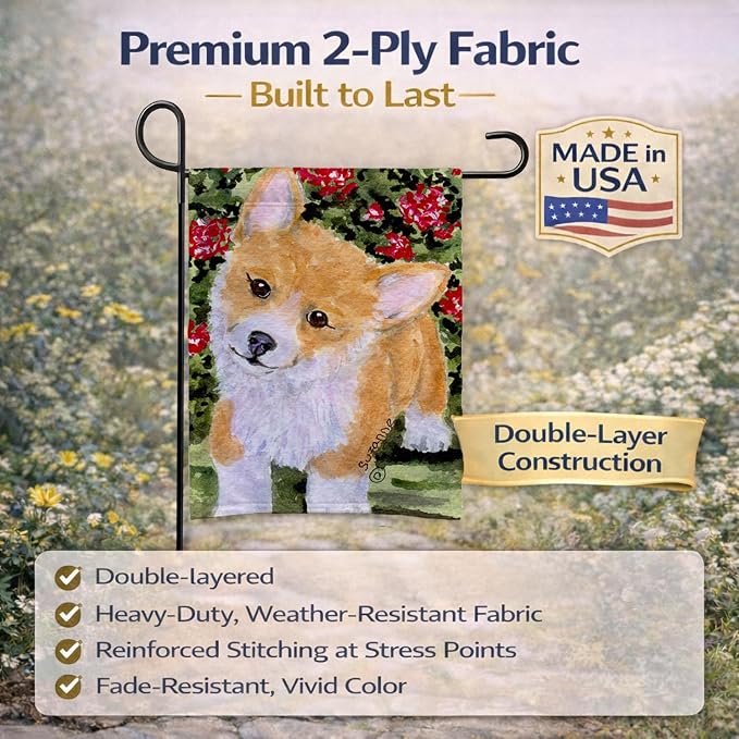 Caroline's Treasures SS8823GF Corgi Garden Flag Mailbox Flag Decorative Yard Flag Banner Outside Patio Artwork Yard Flower Beds, Garden Size, Multicolor