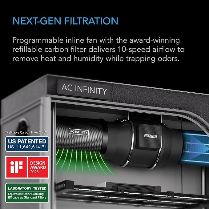 AC Infinity x Athena® Cultivator Kit, Complete 2-Plant Grow Tent System | With Blended Line Fertilizer Starter Kit, Dynamic Learning AI Control with WiFi-Integrated Quiet Fans, Full Spectrum EVO