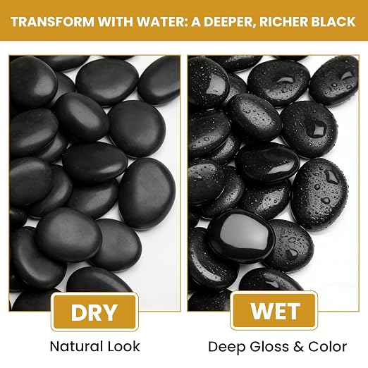 1-2 Inch Black River Rocks, 12LB Polished Natural Decorative Pebbles for Indoor Plants, Planters, Vase Fillers, Fish Tank Rocks, Aquarium Decor, Garden Landscaping & Outdoor DIY
