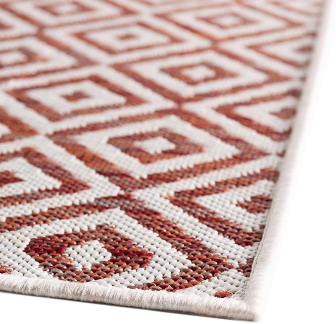 Unique Loom Jill Zarin Outdoor Collection Area Rug - Costa Rica (3' 3'' x 5' 3'' Rectangle, Rust Red/ Ivory)