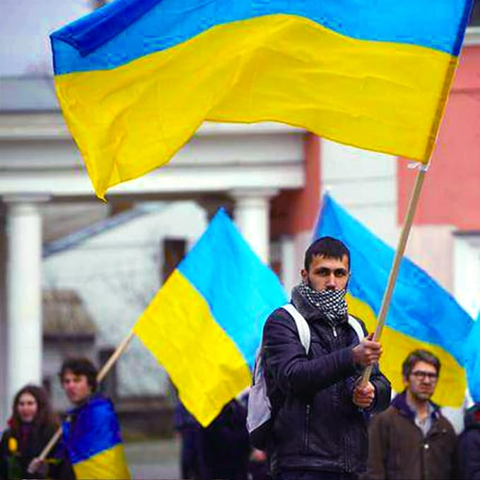 AhfuLife Ukraine Flag 3x5 Ft 4 PCS, Large Ukrainian Flags for Outside - Double Sided with Brass Eyelets for World Cup Party Decorations, Bar Garden Street Decoration Indoor Outdoor