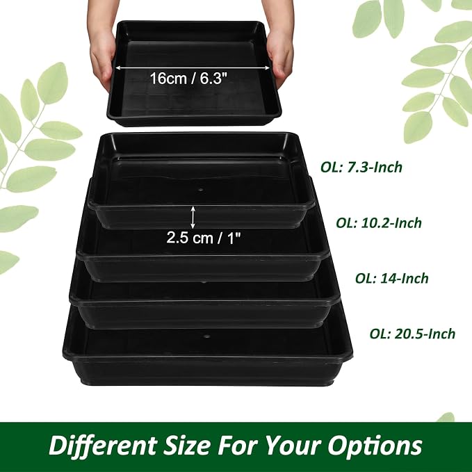 PATIKIL Plant Saucer Tray, 10 Pack 7 Inch Plastic Square Plant Saucer Flower Planter Drip Tray for Indoors Outdoors Patio Balcony, Black