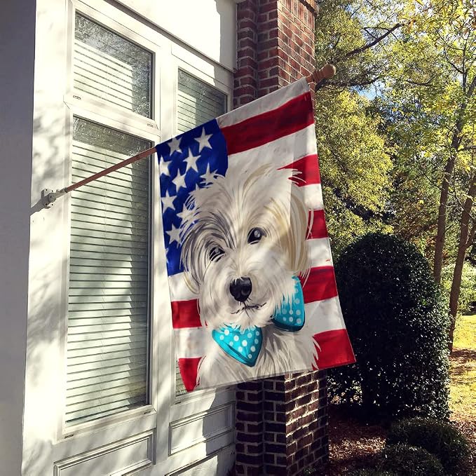 Caroline's Treasures CK6721CHF Sporting Lucas Terrier American Flag House Flag Large Porch Sleeve Pole Decorative Outside Yard Banner Artwork Wall Hanging, Polyester, House Size, Multicolor