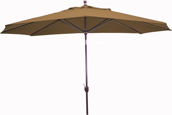 Galtech Deluxe Auto Tilt Market Umbrella, 8ft x 11ft - Outdoor Patio, Deck, Pool, Backyard Stand Alone Umbrella - Oval, Heavy Duty w/Bronze Frame & Sunbrella Fabric (Teak)
